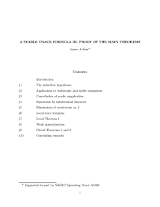 A STABLE TRACE FORMULA III. PROOF OF THE MAIN THEOREMS Contents Introduction