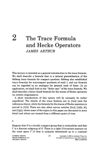 2 Operators The Trace Formula