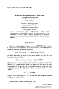 I . Intertwining  Operators  and  Residues Weighted  Characters