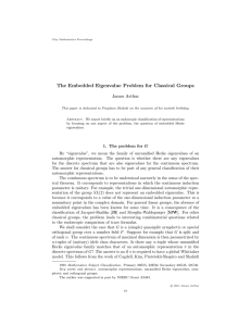 The Embedded Eigenvalue Problem for Classical Groups James Arthur