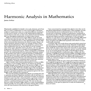 Harmonic Analysis in Mathematics James Arthur Harmonic analysis in music