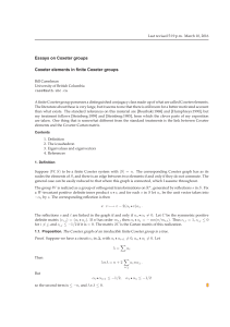 Essays on Coxeter groups Coxeter elements in finite Coxeter groups