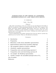 INTRODUCTION TO THE THEORY OF ADMISSIBLE REPRESENTATIONS OF p-ADIC REDUCTIVE GROUPS Preface