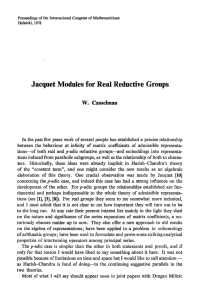 Jacquet Modules for Real Reductive Groups W. Casselman