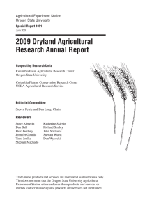 2009 Dryland Agricultural Research Annual Report Agricultural Experiment Station Oregon State University