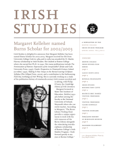 irish studies Margaret Kelleher named Burns Scholar for 2002/2003