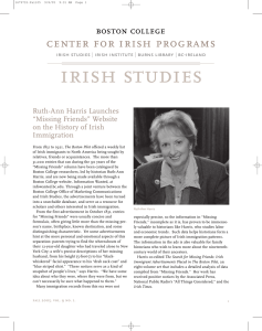 irish studies center for irish programs Ruth-Ann Harris Launches “Missing Friends” Website