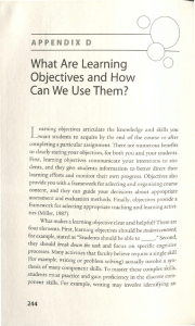 What Are  Learning Objectives and Can We  Use Them? How
