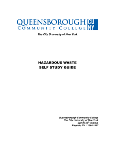 HAZARDOUS WASTE SELF STUDY GUIDE  The City University of New York
