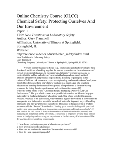 Online Chemistry Course (OLCC)  Chemical Safety: Protecting Ourselves And  Our Environment 