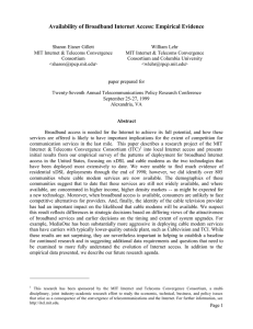 Availability of Broadband Internet Access: Empirical Evidence