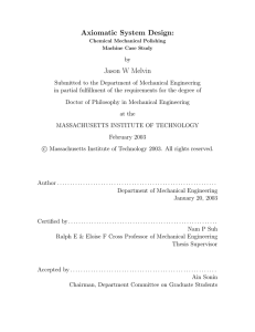 Axiomatic System Design: Jason W Melvin