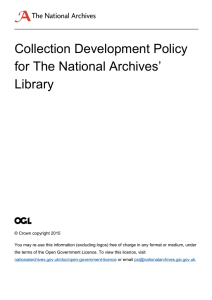 Collection Development Policy for The National Archives’ Library