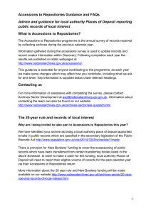Accessions to Repositories Guidance and FAQs What is Accessions to Repositories?