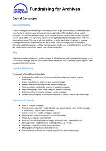 Fundraising for Archives  Capital Campaigns Course Summary