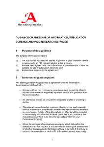 GUIDANCE ON FREEDOM OF INFORMATION, PUBLICATION SCHEMES AND PAID RESEARCH SERVICES 1