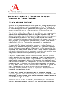 The Record Games and the Cultural Olympiad  LEGACY ARCHIVE TIMELINE
