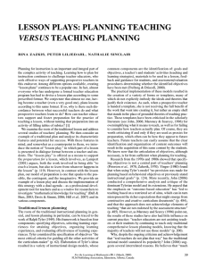 Planning for instruction is an important and integral part of
