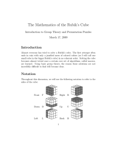 The Mathematics of the Rubik’s Cube Introduction March 17, 2009