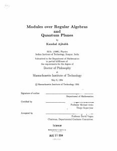over Regular  Algebras Modules Quantum Planes and