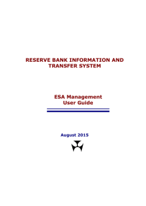 RESERVE BANK INFORMATION AND TRANSFER SYSTEM ESA Management