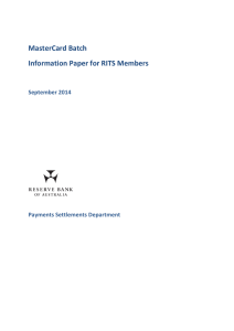 MasterCard Batch Information Paper for RITS Members September 2014