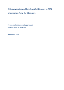 E-Conveyancing and Interbank Settlement in RITS Information Note for Members