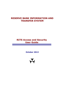 RESERVE BANK INFORMATION AND TRANSFER SYSTEM RITS Access and Security