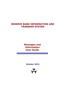 RESERVE BANK INFORMATION AND TRANSFER SYSTEM Messages and