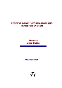 RESERVE BANK INFORMATION AND TRANSFER SYSTEM Reports