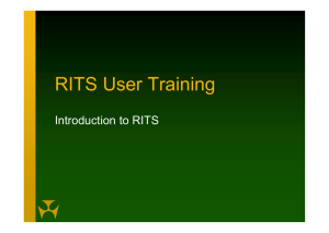 RITS User Training Introduction to RITS