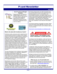 P-card Newsletter Grant P-cards and Budget Transfers