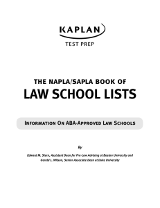 LAW SCHOOL LISTS the napla sapla book of /