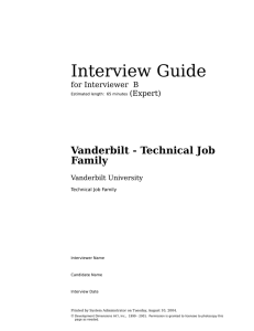 Interview Guide Vanderbilt - Technical Job Family for Interviewer  B