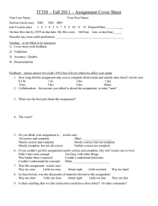 IT350 – Fall 2011 – Assignment Cover Sheet