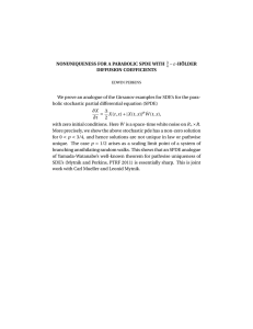 NONUNIQUENESS FOR A PARABOLIC SPDE WITH DIFFUSION COEFFICIENTS ε
