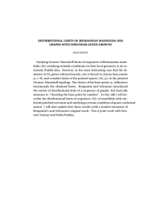 DISTRIBUTIONAL LIMITS OF RIEMANNIAN MANIFOLDS AND GRAPHS WITH SUBLINEAR GENUS GROWTH M