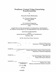 Nonlinear  Control Using  Linearizing Transformations Nazareth  Sarkis Bedrossian