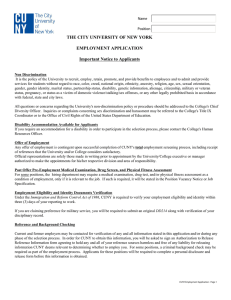 THE CITY UNIVERSITY OF NEW YORK  EMPLOYMENT APPLICATION Important Notice to Applicants