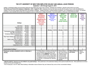 THE CITY UNIVERSITY OF NEW YORK EMPLOYEE HOLIDAY AND ANNUAL... September 1, 2012 through August 31, 2013
