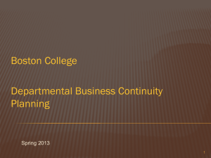 Boston College  Departmental Business Continuity Planning