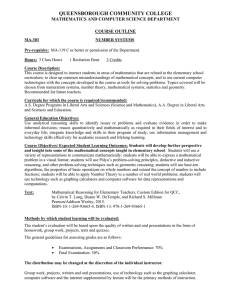 QUEENSBOROUGH COMMUNITY COLLEGE MATHEMATICS AND COMPUTER SCIENCE DEPARTMENT COURSE OUTLINE