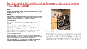 Teaching Listening Skills and Note-taking Strategies to High School Students