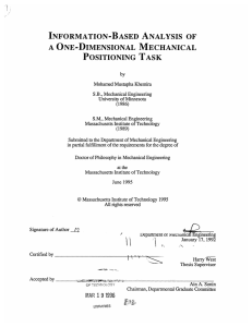 INFORMATION-BASED  ANALYSIS  OF A ONE-DIMENSIONAL  MECHANICAL POSITIONING  TASK by