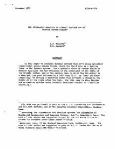 November  1979 LIDS-R-958 STOCHASTIC ANALYSIS  OF  DYNAMIC SYSTEMS MOVING'