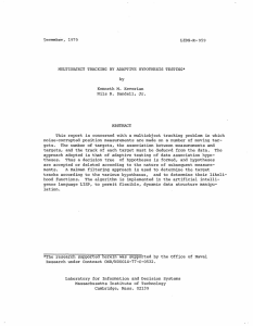 1979 LIDS-R-959 MULTIOBJECT  TRACKING BY ADAPTIVE  HYPOTHESIS TESTING* by