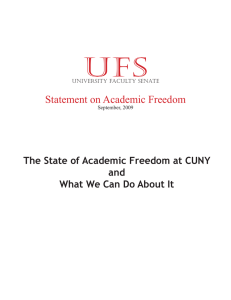 ufs Statement on Academic Freedom The State of Academic Freedom at CUNY and