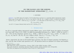 ON THE RANGE AND THE KERNEL P − X OF THE ELEMENTARY OPERATORS