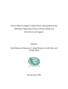 Positive Behavior Support in High Schools: Monograph from the