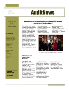 AuditNews  Alumni Association Receives Boston College 2003 Internal Control Best Practices Award